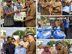 Percepat Swasembada Pangan Walikota Metro Serahkan Bantuan Alsintan, Ternak, dan Perikanan