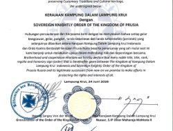 Ordo Ksatria Kerajaan Prusia dan Kerajaan Kampung Dalam Lampung Krui Teken Nota Kesepakatan Pelestarian Adat dan Budaya